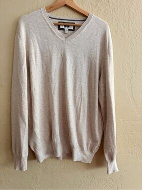 Abound Men's V-Neck Sweater - Light Cream